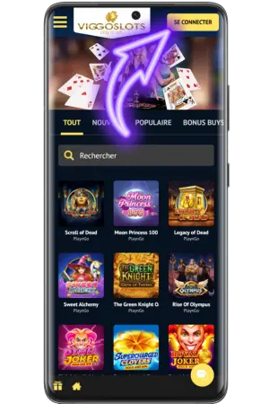 Bouton ViggoSlots login jaune en haut droite